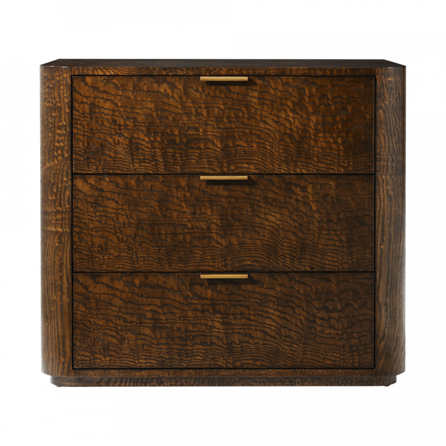 Theodore Alexander Kesden 3-Drawer Nightstand - Pyramid Brown/Satin Brass