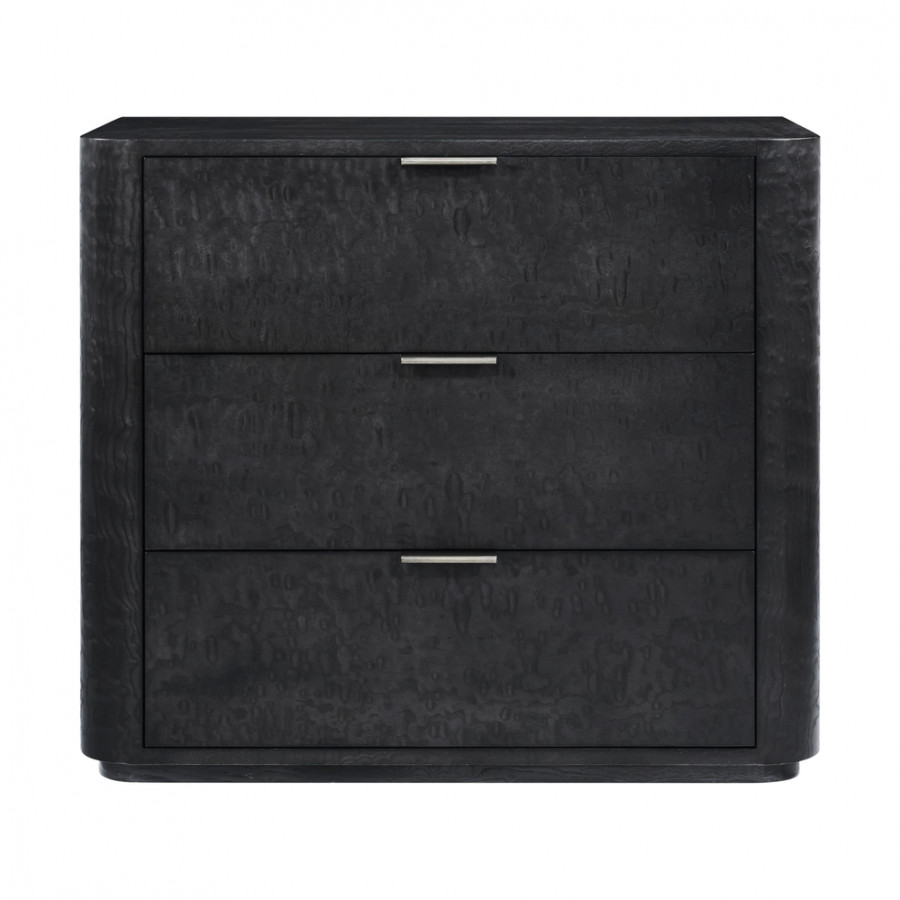 Theodore Alexander Kesden 3-Drawer Nightstand - Silent Black/Kesden Brass