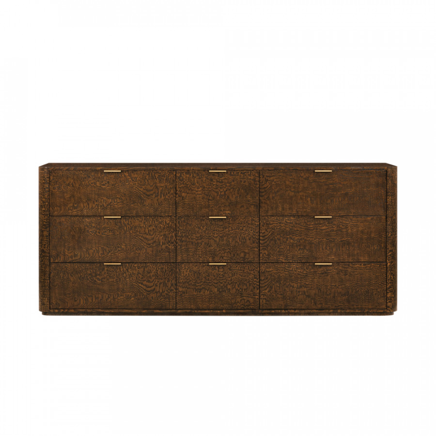 Theodore Alexander Kesden 9-Drawer Dresser - Pyramid Brown/Satin Brass