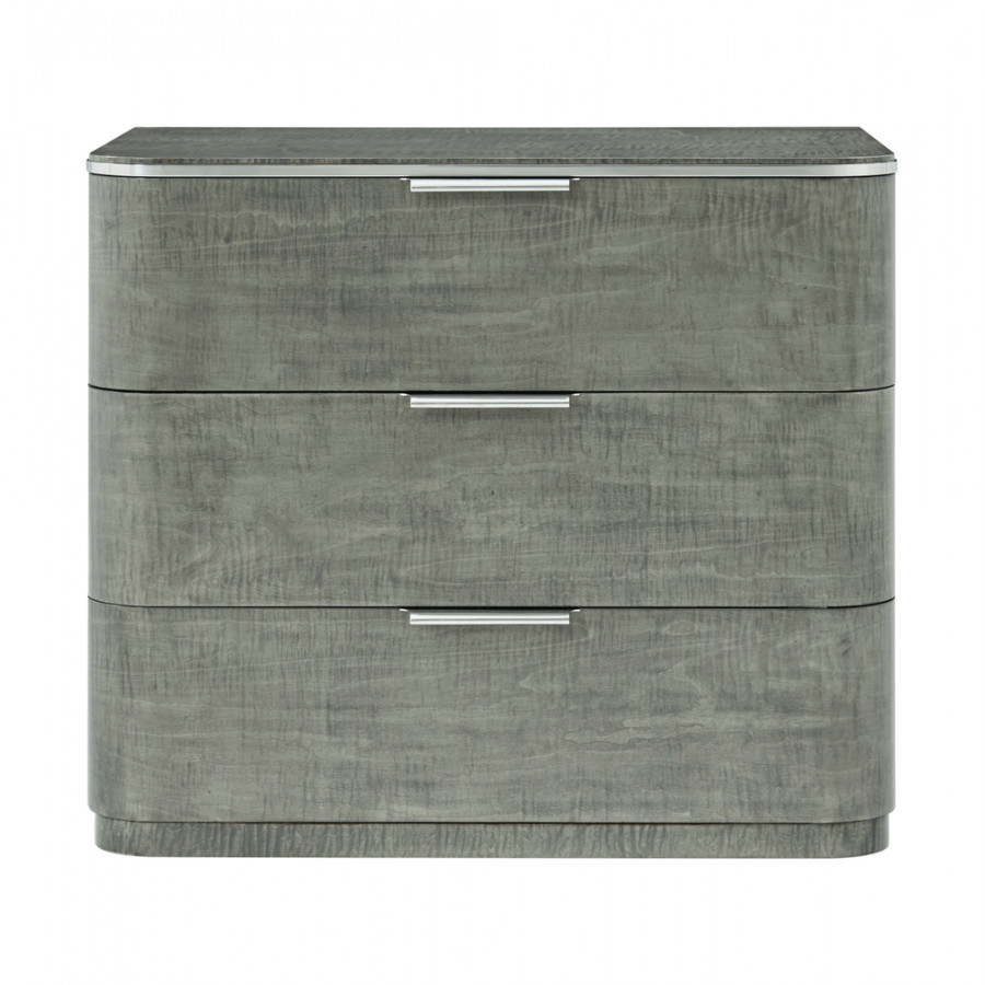 Theodore Alexander Hudson 3-Drawer Nightstand - Pebble Gray