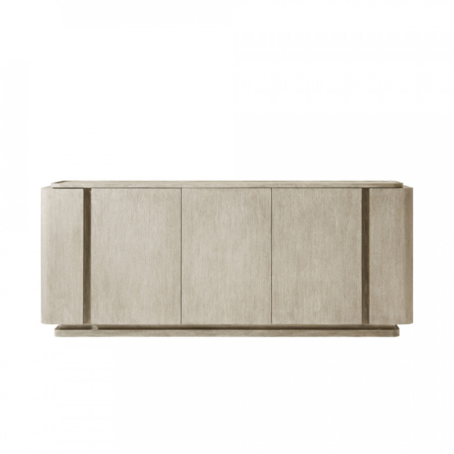 Theodore Alexander Repose Panel Triple-Door Sideboard - Gray Oak