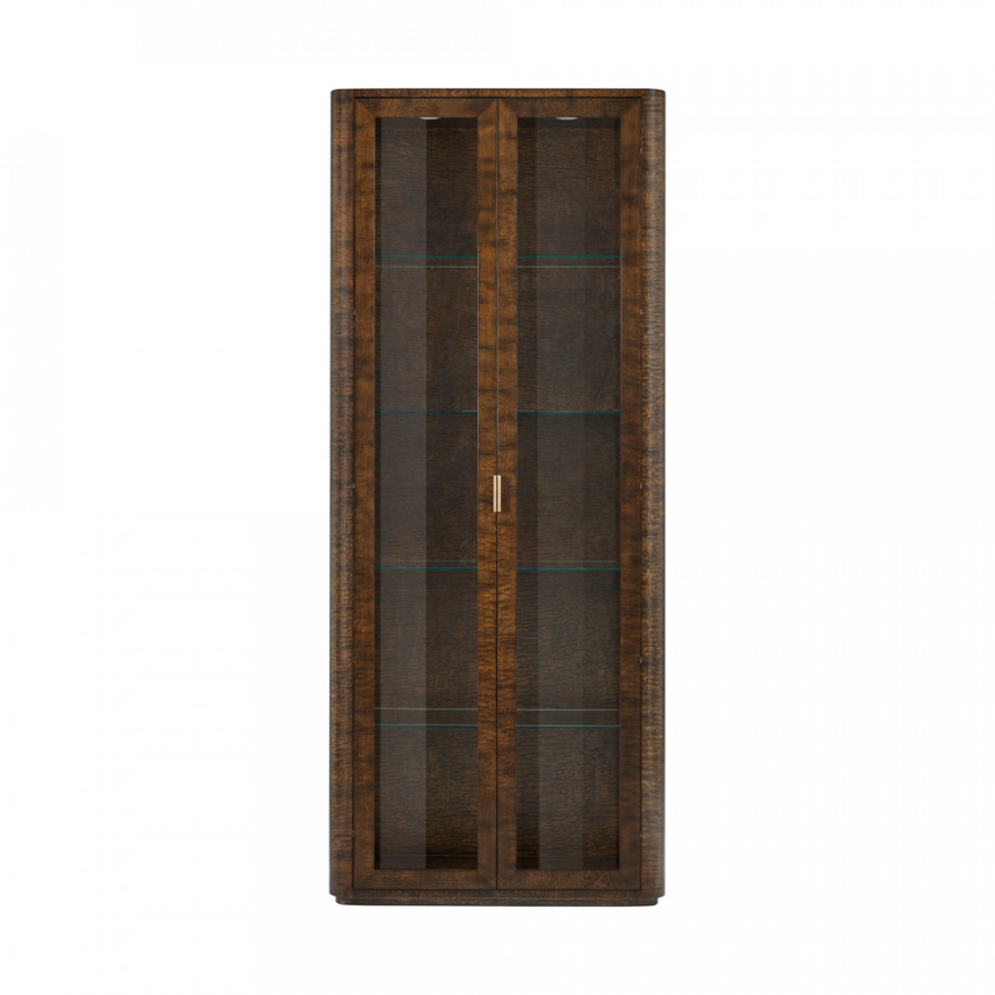 Theodore Alexander Kesden Curio Cabinet - Pyramid Brown/Satin Brass