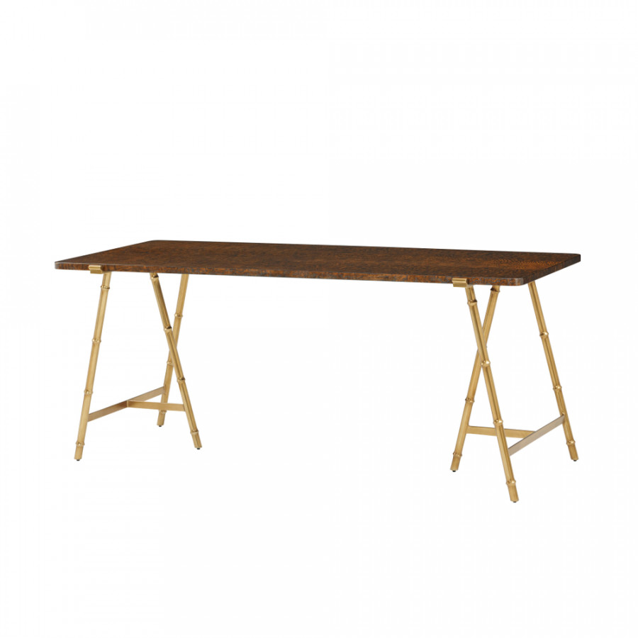 Theodore Alexander Kesden Desk - Pyramid Brown/Satin Brass