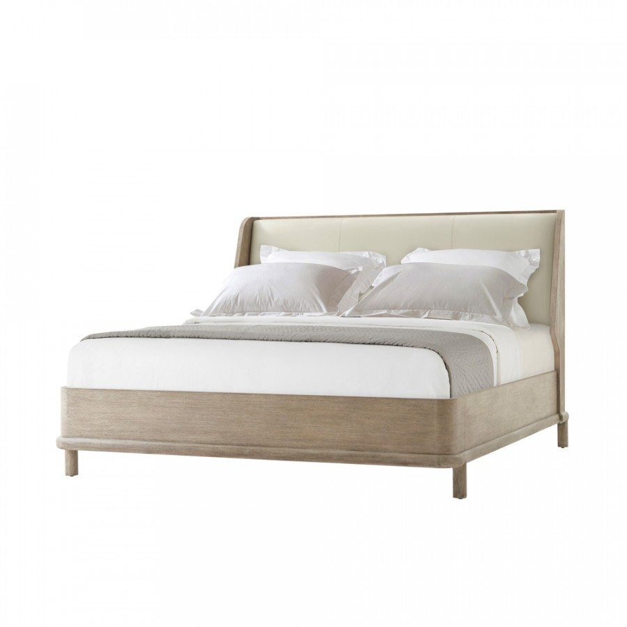 Theodore Alexander Repose Wooden with Upholstered Headboard Us King Bed - Gray Oak