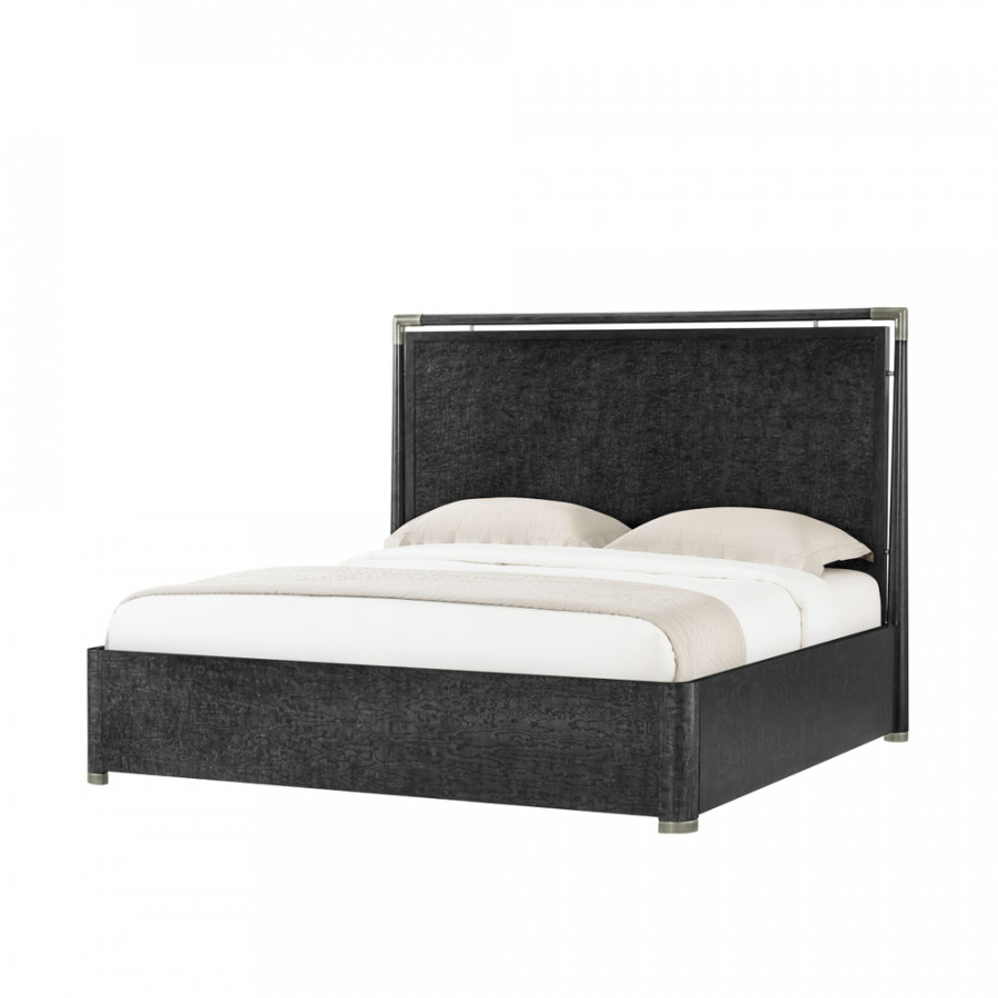 Theodore Alexander Kesden Wood Bed - Silent Black, Kesden Brass