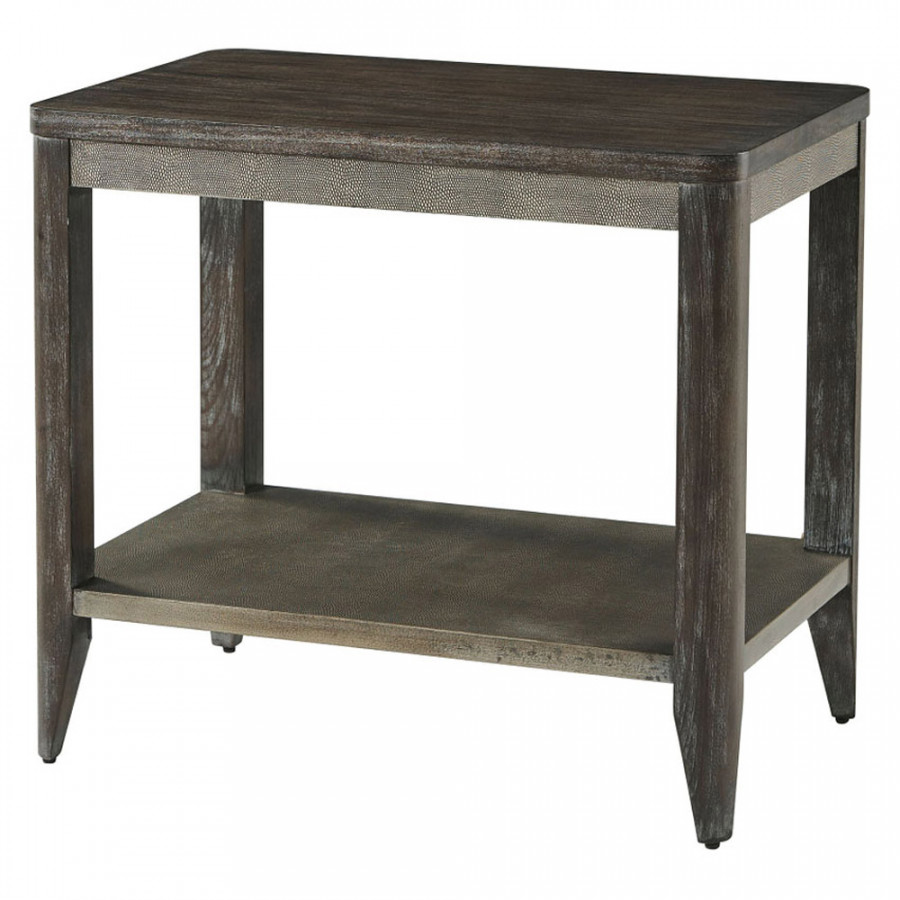 Theodore Alexander Riley Side Table - Rowan Finish/Komodo Leather