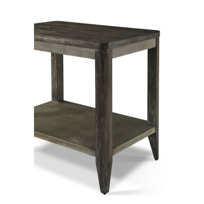 Theodore Alexander Riley Side Table - Rowan Finish/Komodo Leather