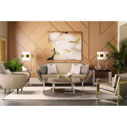 Theodore Alexander Riley Side Table - Rowan Finish/Komodo Leather
