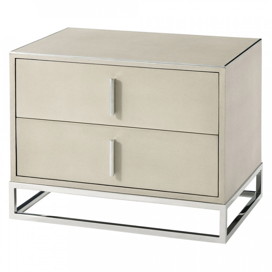 Theodore Alexander Blain Nightstand - Shagreen/Nickel