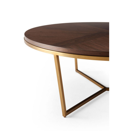 Theodore Alexander Fisher Round Cocktail Table - Walnut Veneer/Brass