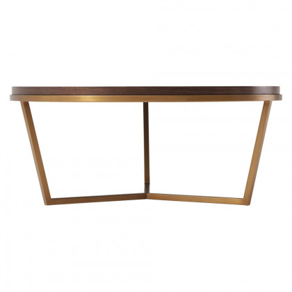 Theodore Alexander Small Fisher Round Cocktail Table - Walnut Veneer/Brass
