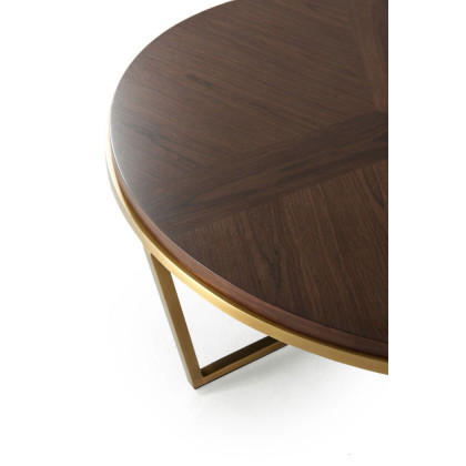 Theodore Alexander Small Fisher Round Cocktail Table - Walnut Veneer/Brass