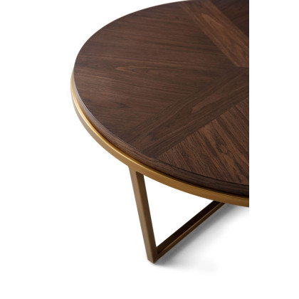 Theodore Alexander Small Fisher Round Cocktail Table - Walnut Veneer/Brass