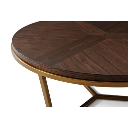 Theodore Alexander Small Fisher Round Cocktail Table - Walnut Veneer/Brass