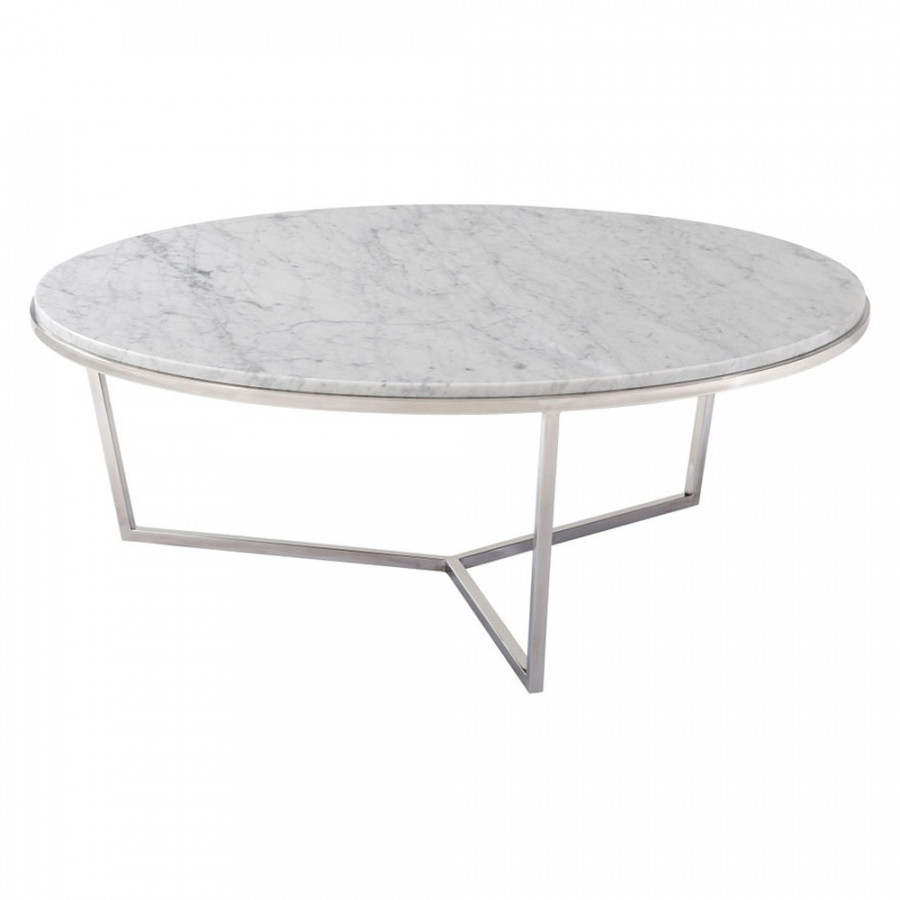 Theodore Alexander Fisher Round Cocktail Table - Marble/Nickel