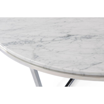 Theodore Alexander Fisher Round Cocktail Table - Marble/Nickel