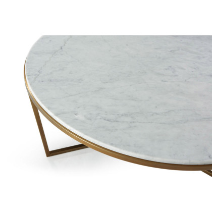 Theodore Alexander Fisher Round Cocktail Table – Marble/Brass