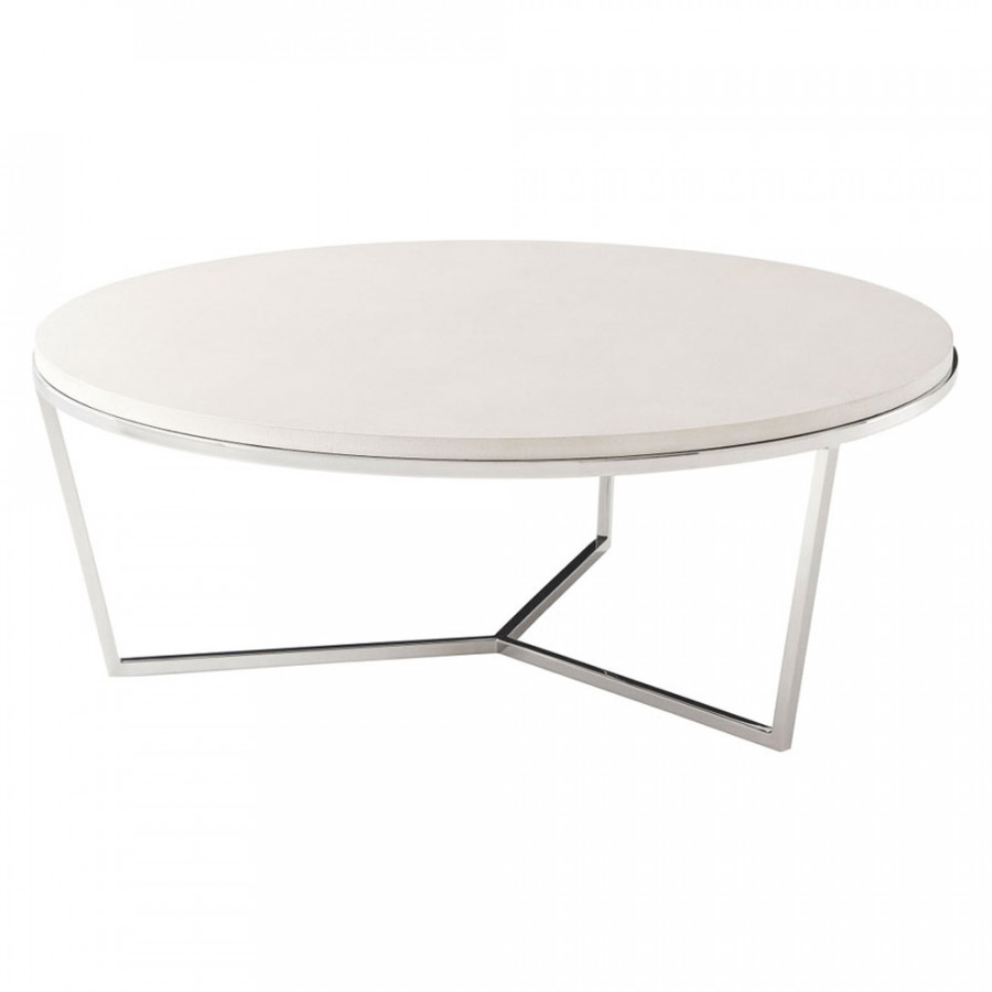 Theodore Alexander Fisher Round Cocktail Table - Shagreen/Nickel