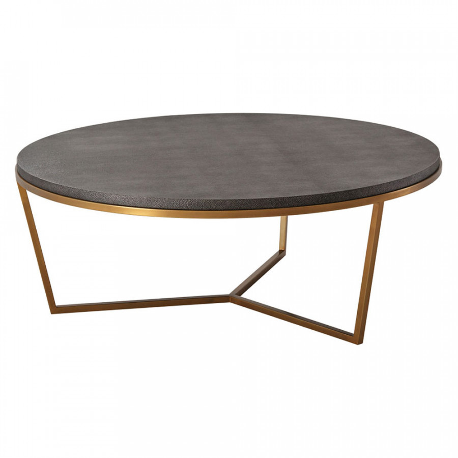 Theodore Alexander Fisher Round Cocktail Table - Shagreen/Brass