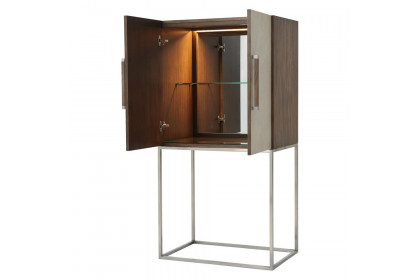 Theodore Alexander™ Travers Bar Cabinet - Mangrove, Overcast and Polished Nickel Finish