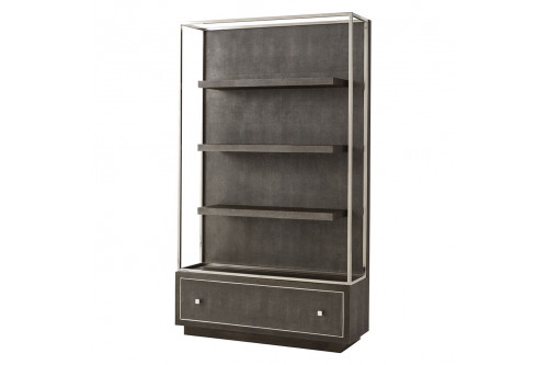 Theodore Alexander™ Wesson Open Bookcase - Tempest and Nickel Finish