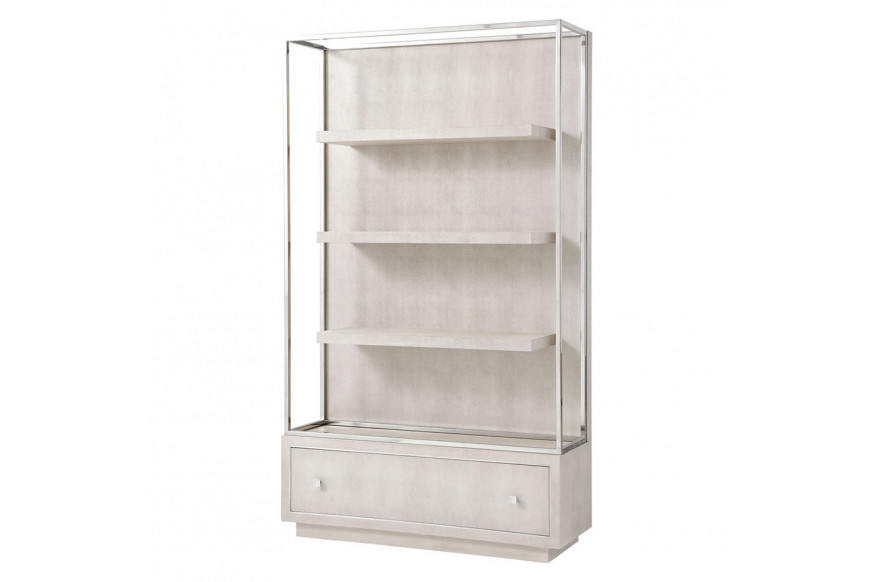 Theodore Alexander™ Wesson Open Bookcase - Overcast and Nickel Finish
