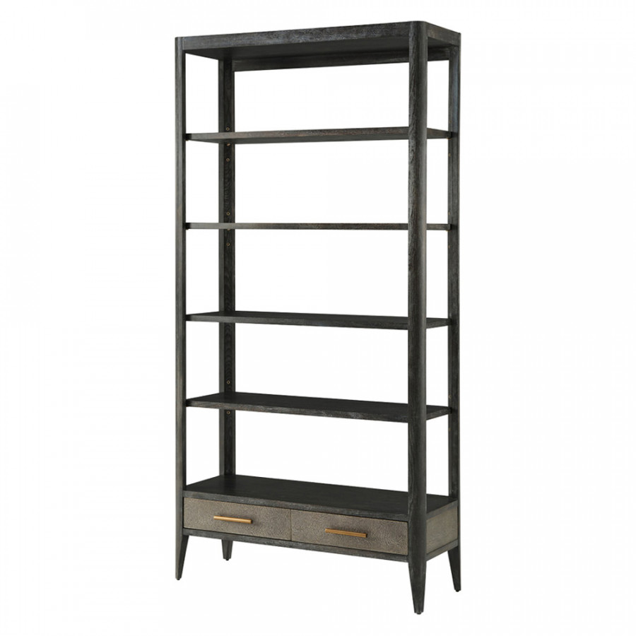 Theodore Alexander Driscoll Shelving Etagere - Rowan, Tempest/Brass
