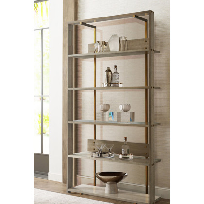 Theodore Alexander Driscoll Shelving Etagere - Rowan, Tempest/Brass