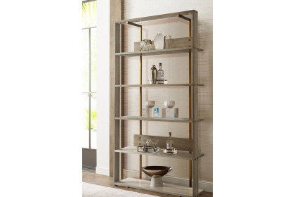 Theodore Alexander™ Driscoll Shelving Etagère - Mangrove, Overcast and Nickel Finish