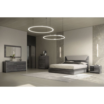 Tomasella - Vulcano 6-Drawer Double Dresser in Gray Oak/High Gloss, Wood