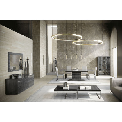 Tomasella - Vulcano 2-Door Curio Cabinet in Gray Oak/High Gloss, Wood/Glass
