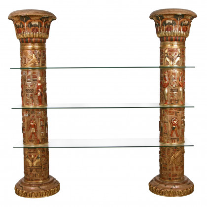 Toscano - Egyptian Columns with Luxor Shelves in Faux Stone, Fiberglass