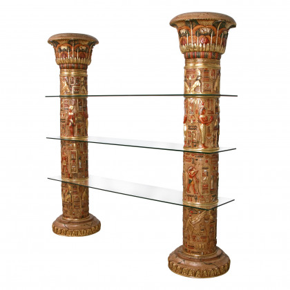 Toscano - Egyptian Columns with Luxor Shelves in Faux Stone, Fiberglass