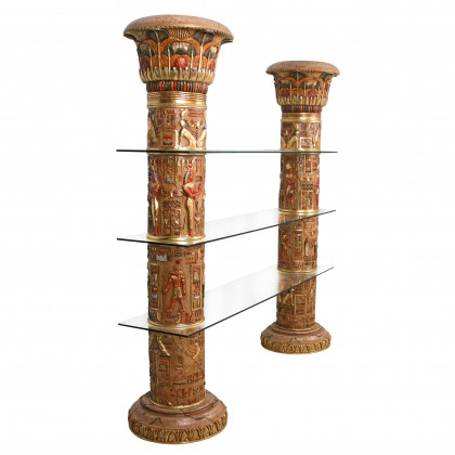 Toscano - Egyptian Columns with Luxor Shelves in Faux Stone, Fiberglass