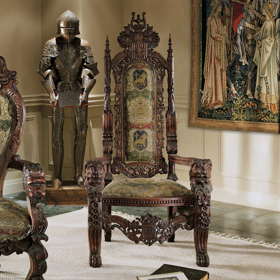 Toscano The Lord Raffles Lion Throne Chair - Fabric