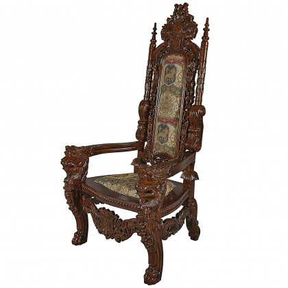 Toscano The Lord Raffles Lion Throne Chair - Fabric