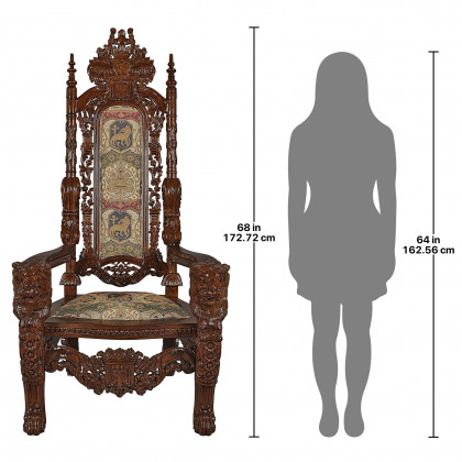 Toscano The Lord Raffles Lion Throne Chair - Fabric
