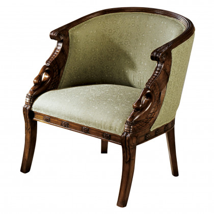 Toscano - Due Cigno Tub Chair in Green, Fabric/Mahogany