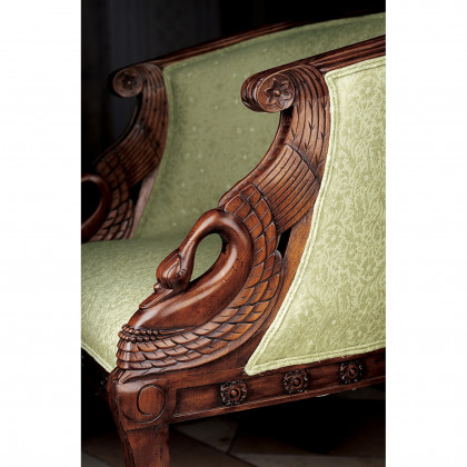Toscano - Due Cigno Tub Chair in Green, Fabric/Mahogany
