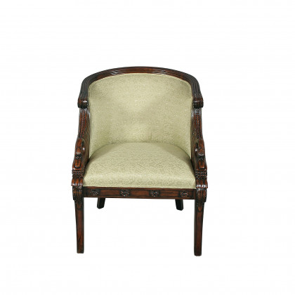 Toscano - Due Cigno Tub Chair in Green, Fabric/Mahogany