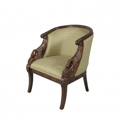 Toscano - Due Cigno Tub Chair in Green, Fabric/Mahogany