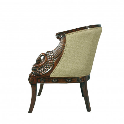 Toscano - Due Cigno Tub Chair in Green, Fabric/Mahogany