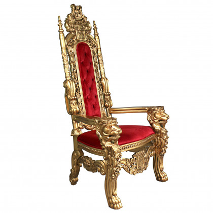 Toscano - Golden Lord Raffles Lion Throne Chair in Gold, Mahogany