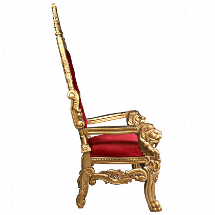 Toscano - Golden Lord Raffles Lion Throne Chair in Gold, Mahogany
