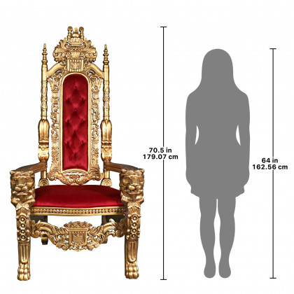 Toscano - Golden Lord Raffles Lion Throne Chair in Gold, Mahogany