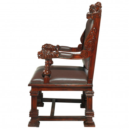 Toscano - Lord Cumberland Royal Throne Chair in Cherry, Leather/Mahogany