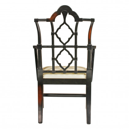 Toscano - Chinese Chippendale Chair in Beige, Fabric/Mahogany