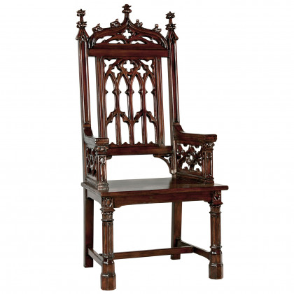 Toscano - Gothic Tracery Cathedral Chair in Cherry, Mahogany