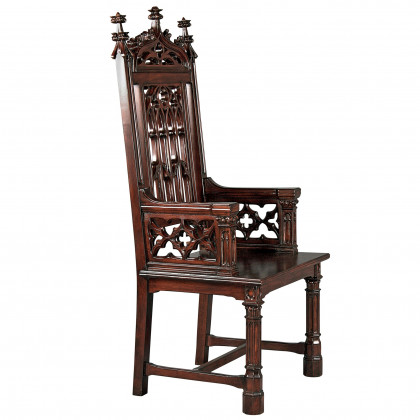 Toscano - Gothic Tracery Cathedral Chair in Cherry, Mahogany