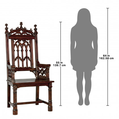 Toscano - Gothic Tracery Cathedral Chair in Cherry, Mahogany